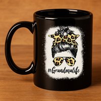 Womens Grandmalife Bleached Grandma Life Leopard Messy Bun 11oz C Handle Ceramic Mug