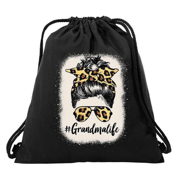 Womens Grandmalife Bleached Grandma Life Leopard Messy Bun Drawstring Bag