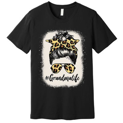 Womens Grandmalife Bleached Grandma Life Leopard Messy Bun Premium T-Shirt