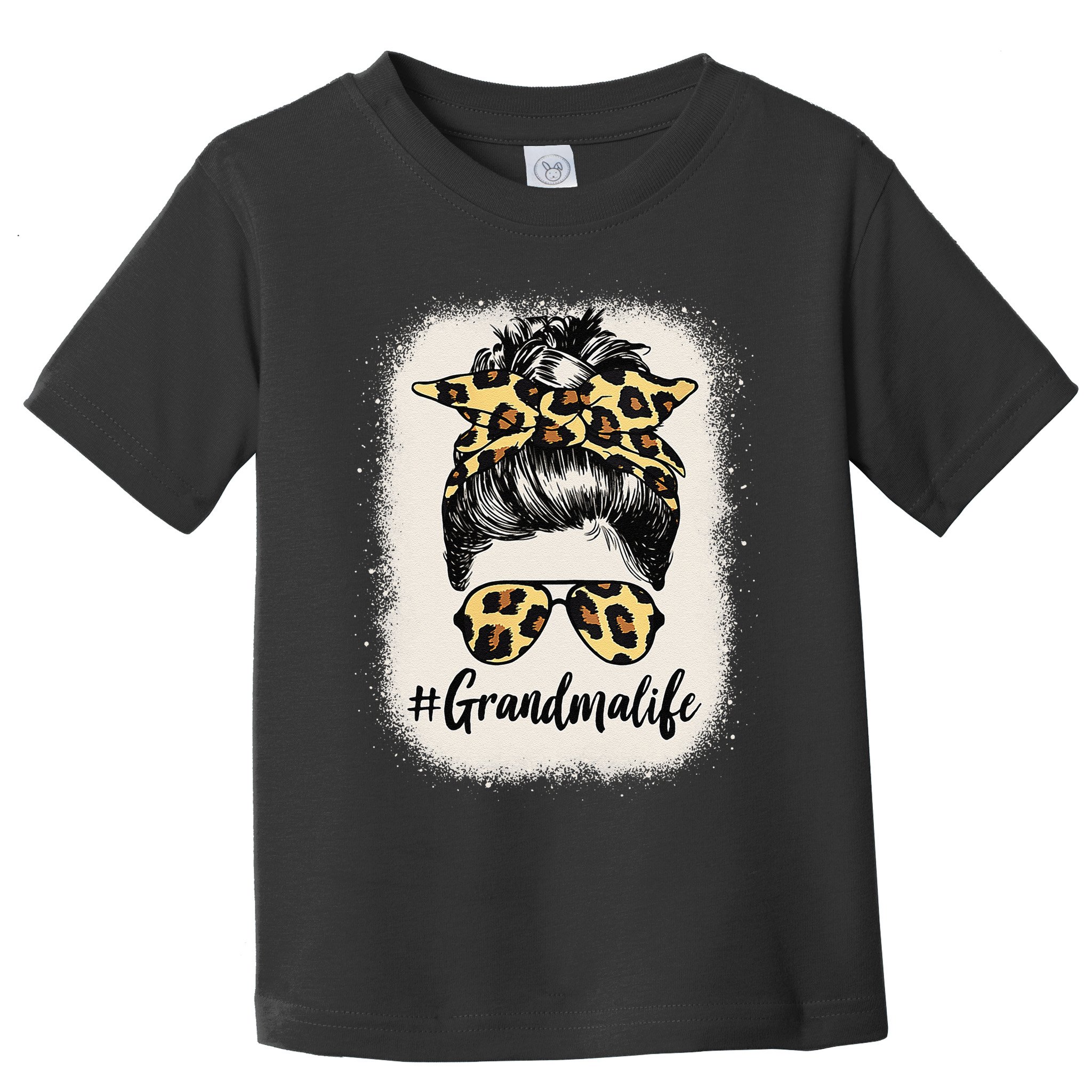 Womens Grandmalife Bleached Grandma Life Leopard Messy Bun Toddler T-Shirt