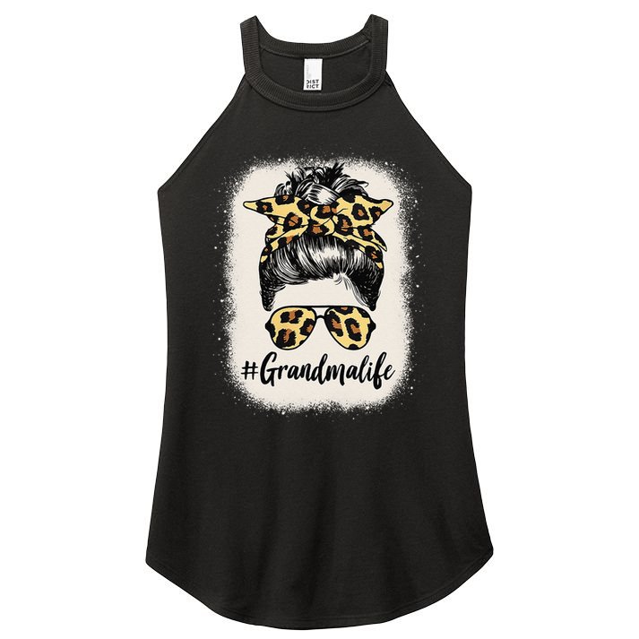 Womens Grandmalife Bleached Grandma Life Leopard Messy Bun Women's Perfect Tri Rocker Tank