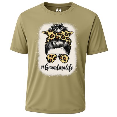 Womens Grandmalife Bleached Grandma Life Leopard Messy Bun Performance Shirt
