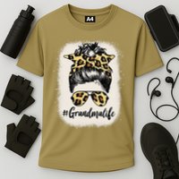 Womens Grandmalife Bleached Grandma Life Leopard Messy Bun Cooling Performance Crew T-Shirt
