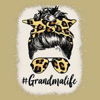 Womens Grandmalife Bleached Grandma Life Leopard Messy Bun Cooling Performance Crew T-Shirt