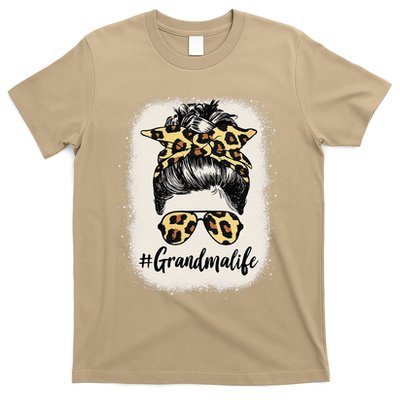 Womens Grandmalife Bleached Grandma Life Leopard Messy Bun T-Shirt