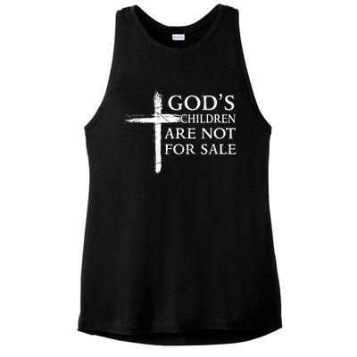 Womens Gods Children Are Not For Sale Cross Christian Ladies PosiCharge Tri-Blend Wicking Tank