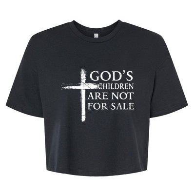 Womens Gods Children Are Not For Sale Cross Christian Bella+Canvas Jersey Crop Tee