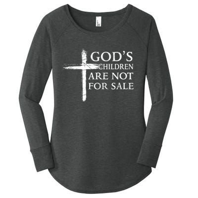 Womens Gods Children Are Not For Sale Cross Christian Women's Perfect Tri Tunic Long Sleeve Shirt