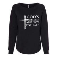 Womens Gods Children Are Not For Sale Cross Christian Womens California Wash Sweatshirt