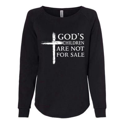 Womens Gods Children Are Not For Sale Cross Christian Womens California Wash Sweatshirt