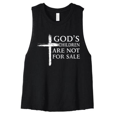 Womens Gods Children Are Not For Sale Cross Christian Women's Racerback Cropped Tank