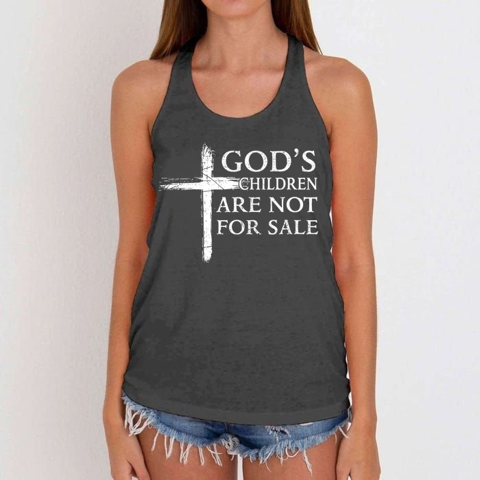 Womens Gods Children Are Not For Sale Cross Christian Women's Knotted Racerback Tank