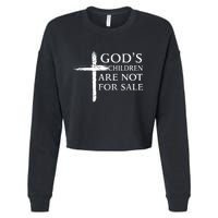 Womens Gods Children Are Not For Sale Cross Christian Cropped Pullover Crew