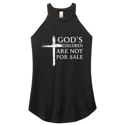 Womens Gods Children Are Not For Sale Cross Christian Women’s Perfect Tri Rocker Tank