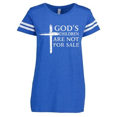 Womens Gods Children Are Not For Sale Cross Christian Enza Ladies Jersey Football T-Shirt