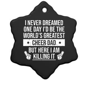 Worlds Greatest Cheer Dad Cheerleading Gift Ceramic Star Ornament