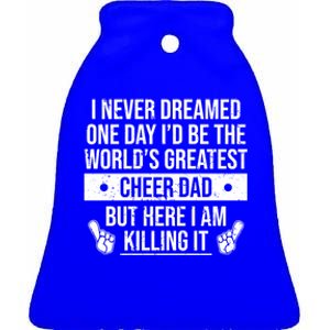 Worlds Greatest Cheer Dad Cheerleading Gift Ceramic Bell Ornament