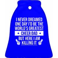 Worlds Greatest Cheer Dad Cheerleading Gift Ceramic Bell Ornament