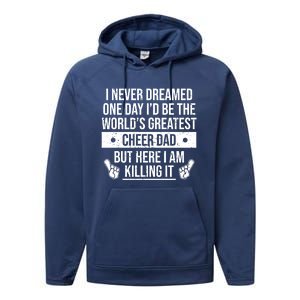 Worlds Greatest Cheer Dad Cheerleading Gift Performance Fleece Hoodie