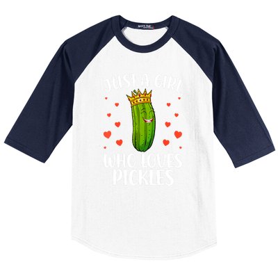 Women Girl Cute Pickle Cucumber Dill Pickle Lovers Gift Baseball Sleeve Shirt