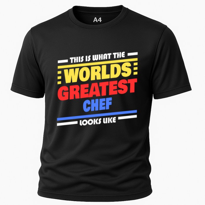 Worlds Greatest Chef Saying Funny Chef Gift Cooling Performance Crew T-Shirt