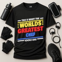 Worlds Greatest Chef Saying Funny Chef Gift Cooling Performance Crew T-Shirt