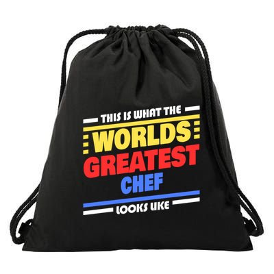 Worlds Greatest Chef Saying Funny Chef Gift Drawstring Bag