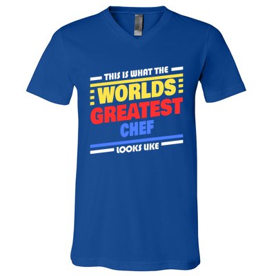 Worlds Greatest Chef Saying Funny Chef Gift V-Neck T-Shirt