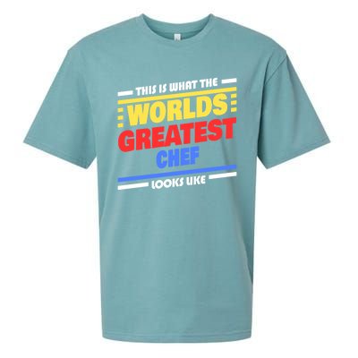 Worlds Greatest Chef Saying Funny Chef Gift Sueded Cloud Jersey T-Shirt