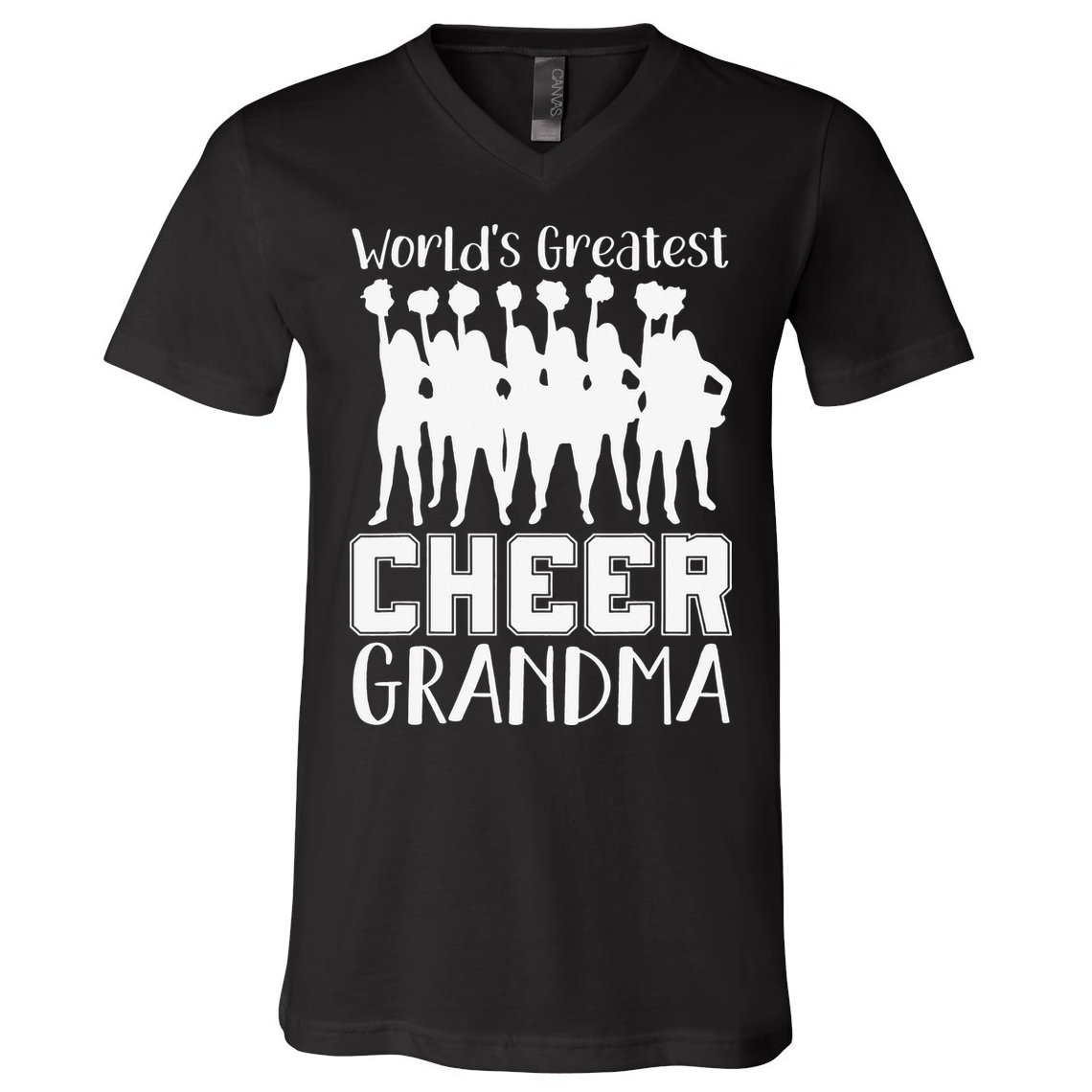Worlds Greatest Cheer Grandma Funny Cheerleading Cheerleader V-Neck T-Shirt