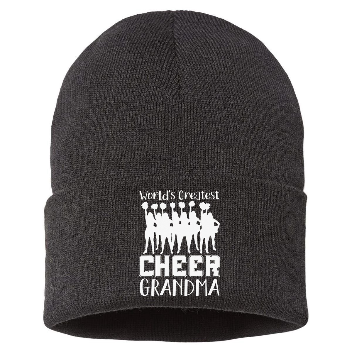 Worlds Greatest Cheer Grandma Funny Cheerleading Cheerleader Sustainable Knit Beanie