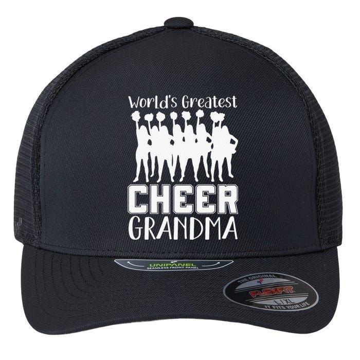 Worlds Greatest Cheer Grandma Funny Cheerleader Flexfit Unipanel Trucker Cap