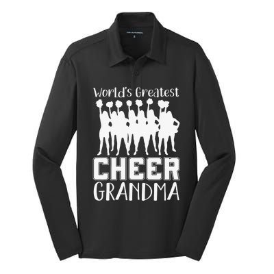 Worlds Greatest Cheer Grandma Funny Cheerleader Silk Touch Performance Long Sleeve Polo