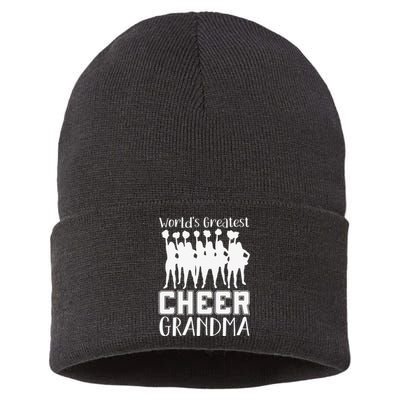 Worlds Greatest Cheer Grandma Funny Cheerleader Sustainable Knit Beanie