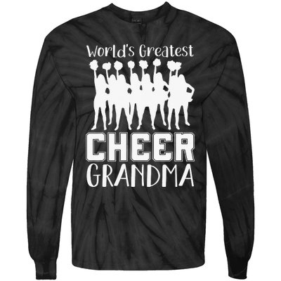 Worlds Greatest Cheer Grandma Funny Cheerleader Tie-Dye Long Sleeve Shirt