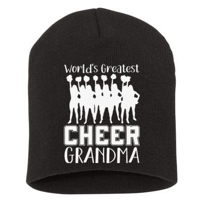 Worlds Greatest Cheer Grandma Funny Cheerleader Short Acrylic Beanie