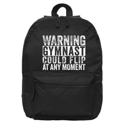 Warning Gymnast Could Flip Funny Gymnastics 16 in Basic Backpack