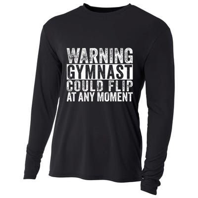 Warning Gymnast Could Flip Funny Gymnastics Cooling Performance Long Sleeve Crew