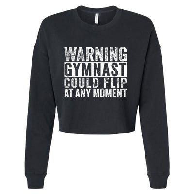 Warning Gymnast Could Flip Funny Gymnastics Cropped Pullover Crew