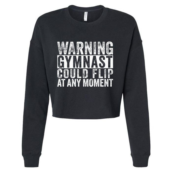 Warning Gymnast Could Flip Funny Gymnastics Cropped Pullover Crew