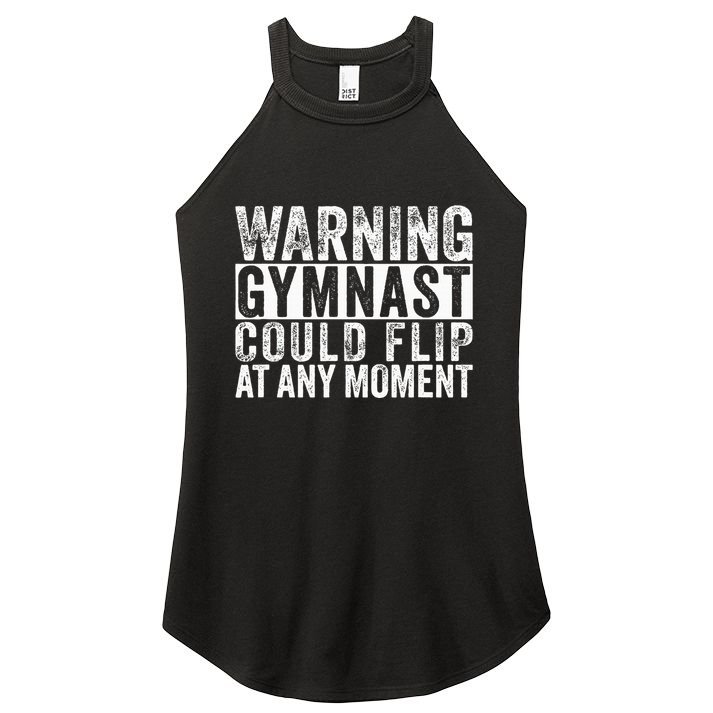 Warning Gymnast Could Flip Funny Gymnastics Women's Perfect Tri Rocker Tank