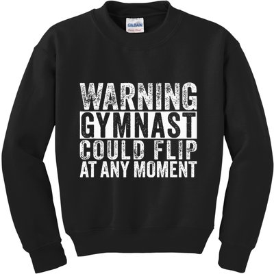 Warning Gymnast Could Flip Funny Gymnastics Kids Sweatshirt