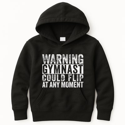 Warning Gymnast Could Flip Funny Gymnastics Kids Hoodie