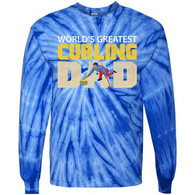 Worlds Greatest Curling Dad Novelty Curling Great Gift Tie-Dye Long Sleeve Shirt