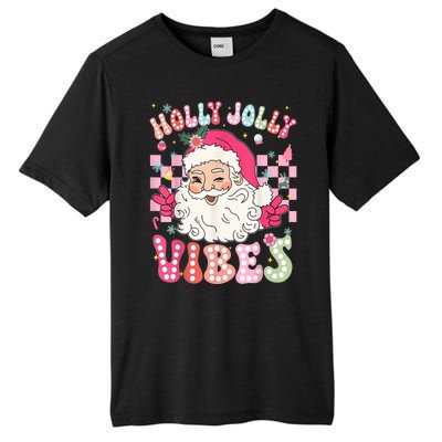 Women Groovy Cute Christmas Santa Claus Holly Jolly Vibes Xmas Gift Tall Fusion ChromaSoft Performance T-Shirt