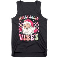 Women Groovy Cute Christmas Santa Claus Holly Jolly Vibes Xmas Gift Tank Top