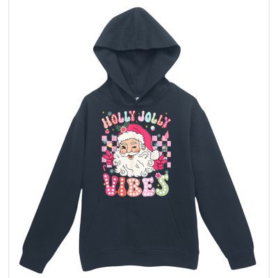 Women Groovy Cute Christmas Santa Claus Holly Jolly Vibes Xmas Gift Urban Pullover Hoodie