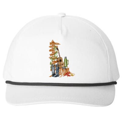 Watercolor Guidepost Camping Crew Road Trip Gift Snapback Five-Panel Rope Hat