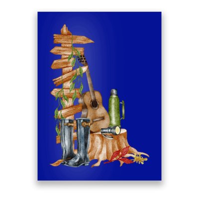 Watercolor Guidepost Camping Crew Road Trip Gift Poster