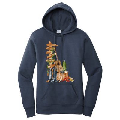 Watercolor Guidepost Camping Crew Road Trip Gift Women's Pullover Hoodie